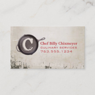 Roheisen Skilletwannen-Kochs-Cateringmonogramm Visitenkarte