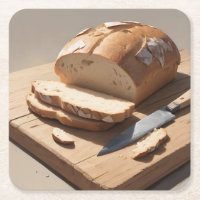Rohes Brot und Scheiben auf Holzbrett