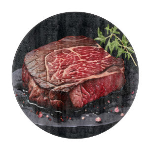 Rohes Ribeye-Steak Nahaufnahme Schneidebrett