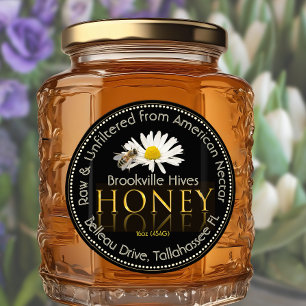 Rohes, ungefiltertes Honigschwarz mit Blume & Bien Runder Aufkleber