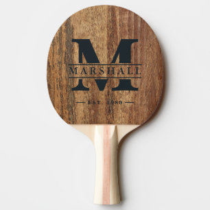Rohes Zedernholz Monogramm & Namensüberlagerung Tischtennis Schläger