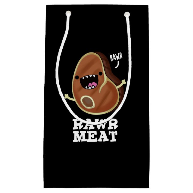 Rohfleisch Funny Raw Fleisch Pun Dark BG Kleine Geschenktüte (Vorderseite)