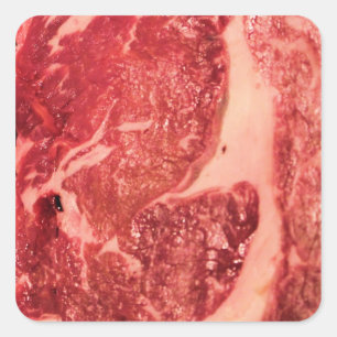 Rohfleisch Ribeye Steak Quadratischer Aufkleber