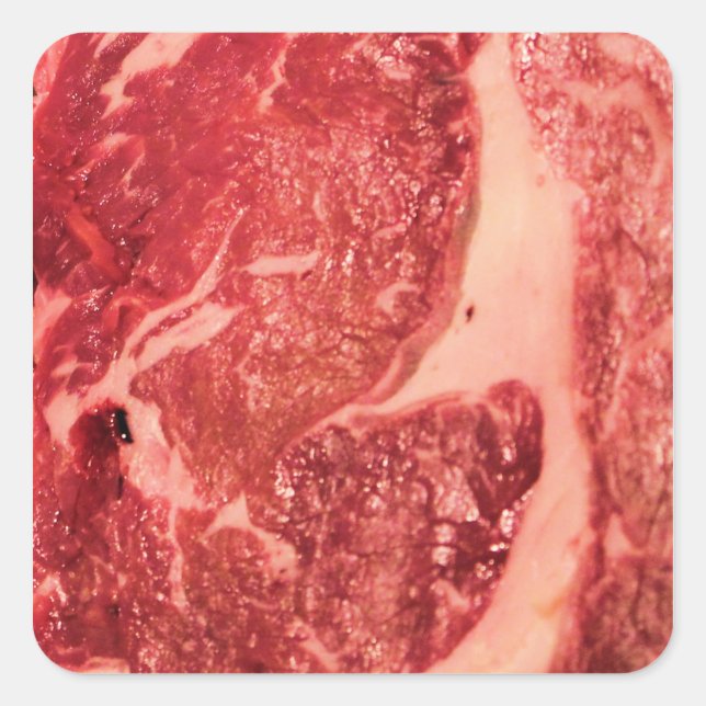 Rohfleisch Ribeye Steak Quadratischer Aufkleber (Vorderseite)