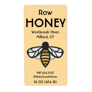 Rohhonig mit Biene gelbe HONEY-Etikett 
