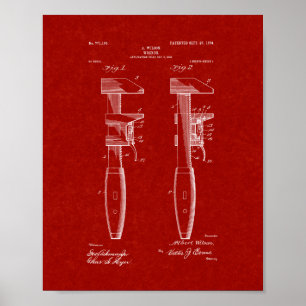 Rohr-Schlüssel-Patent - Burgunder-Rot Poster