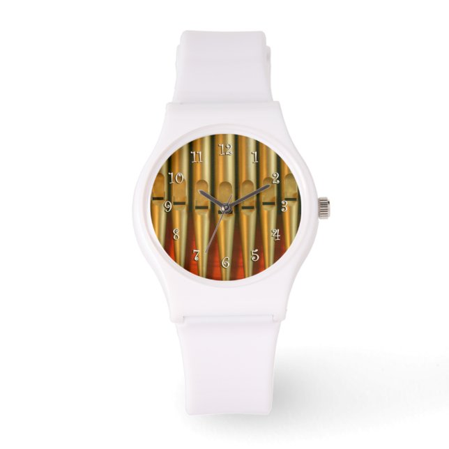 Rohre aus Gold und Orange Armbanduhr (Vorderseite)