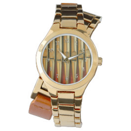Rohre aus Gold und Orange Armbanduhr