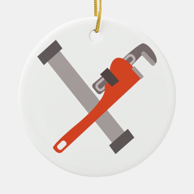 Rohre und Schlüssel Keramik Ornament (Vorne)