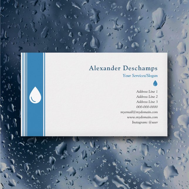 Rohrleitungen oder Hausreinigung - Wassertropfen Visitenkarte (Plumbing or House Cleaning - Water Drop Business Card)