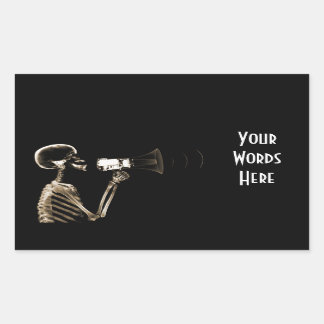 RÖHRLICHES VISION SKELETON AUF MEGAPHONE - SEPIA RECHTECKIGER AUFKLEBER