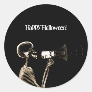 RÖHRLICHES VISION SKELETON AUF MEGAPHONE - SEPIA RUNDER AUFKLEBER