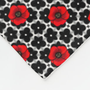Rohroter Mohn auf Goth-Blumen-Untersetzer Fleecedecke