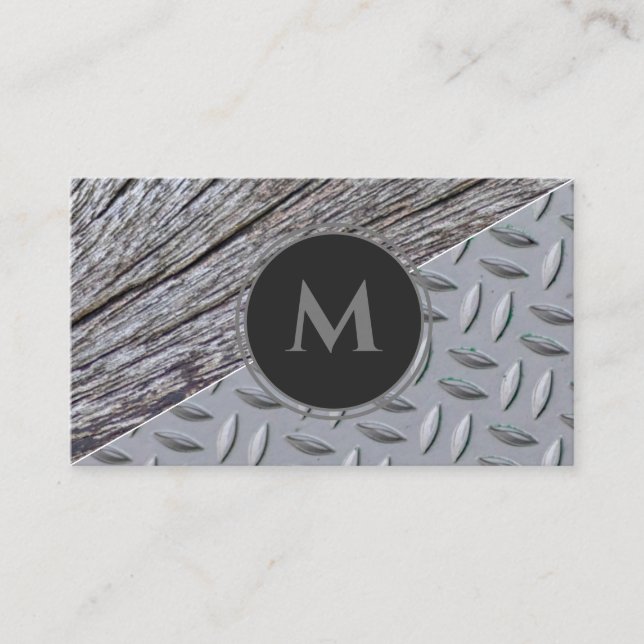 Rohstahl-Monogramm aus Bio Holz Visitenkarte (Vorderseite)