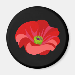Rohter Mohn auf schwarzem Hintergrund Magnet