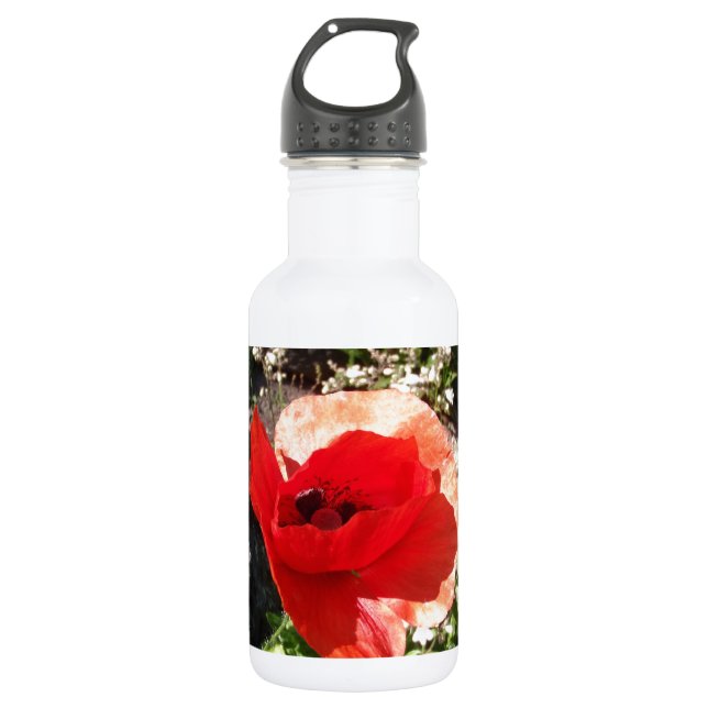 Rohter Mohn Trinkflasche (Vorderseite)