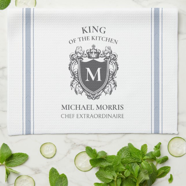 Roi de la cuisine Nom Customisé Monogram Serviette (Plié)