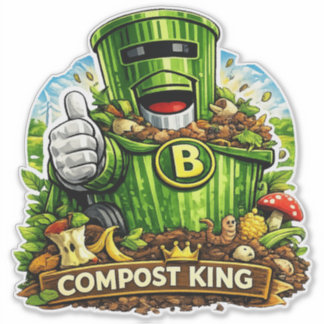 Roi du Compost - Autocollant Étanche pour Poubelle