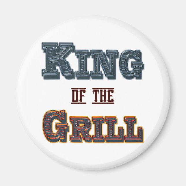 Roi du Grill BBQ Cuisine Slogan Frigo Magnet (Devant)