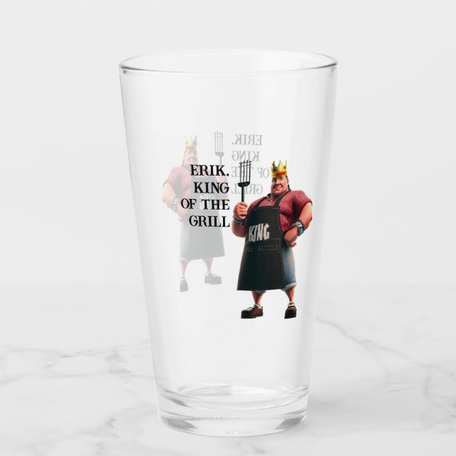 Roi du Grill Verre de bière personnalisée (Devant)