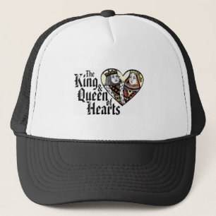 Roi et reine de casquette de logo de coeurs