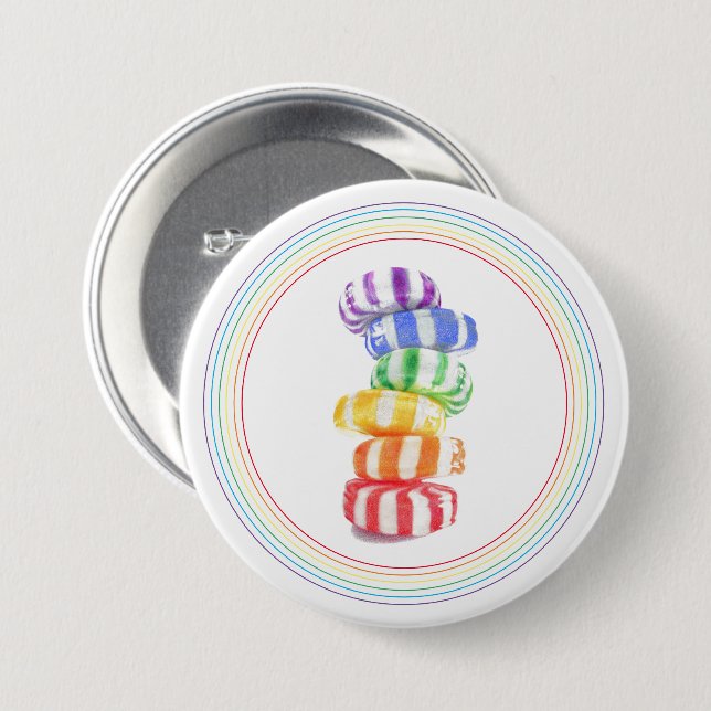 ROINBOW CANDY Round Button Button (Vorne & Hinten)