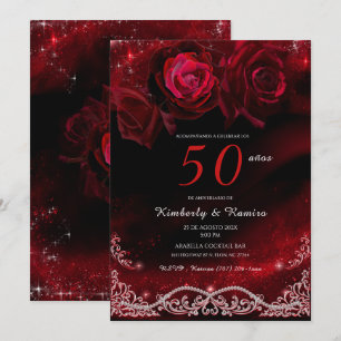 Rojo y Negro 50 Aniversario de Boda Einladung