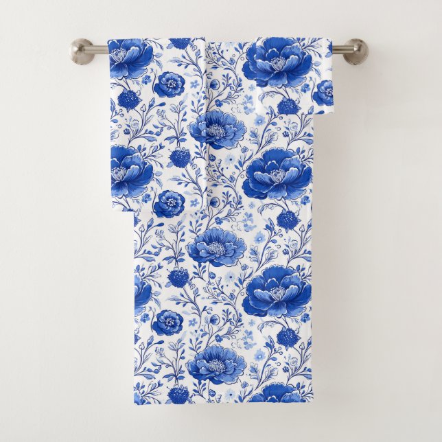 Rokoko Blue Floral Elegance Badhandtuch Set (Insitu)