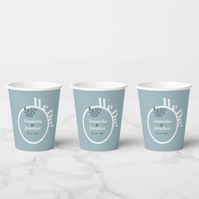 Rokoko Blue Simple Wedding Pappbecher (Multi)