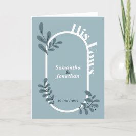 Rokoko Blue Simple Wedding Seiner Vows Card Dankeskarte
