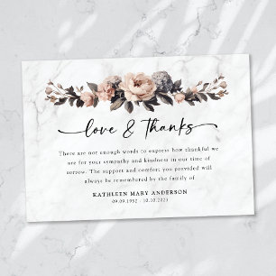 Rokoko Blumen Schrift Trauerfeier Dankeskarte