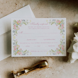 Rokoko Blumenrand Hochzeit RSVP Karte