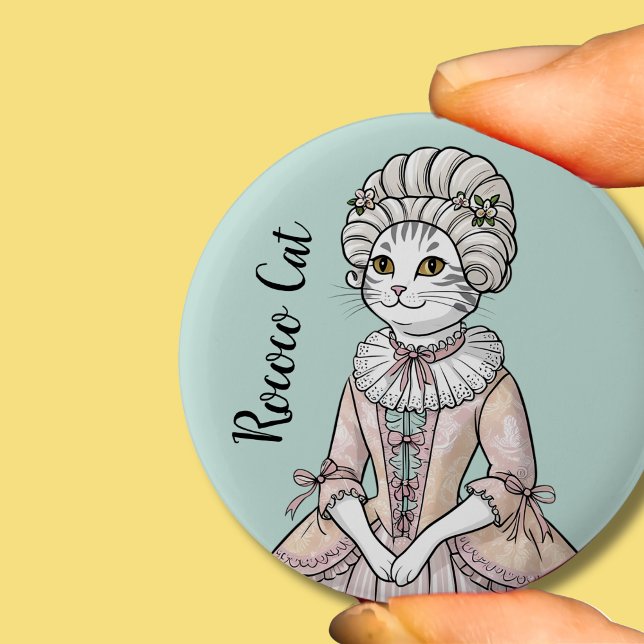 Rokoko Cat - Elegante Vintage Katze Kunst Button (Von Creator hochgeladen)