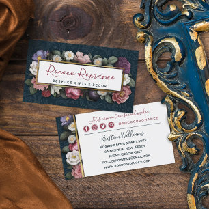 Rokoko Damask & Elegante florale soziale Netzwerke Visitenkarte