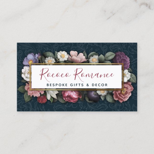 Rokoko Damask & Elegante Vintage Weibchen Visitenkarte (Vorderseite)