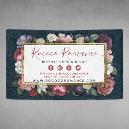 Rokoko Damask & elegante Werbung für Blumen Banner
