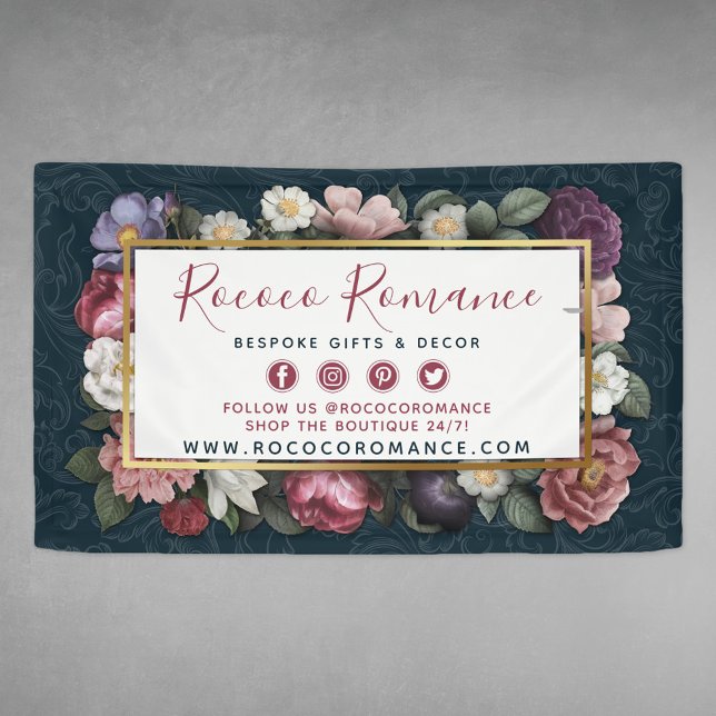 Rokoko Damask & elegante Werbung für Blumen Banner (Von Creator hochgeladen)