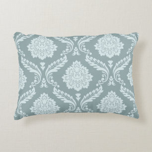 Rokoko-Damask großes Muster Enteneiblau+Türkis Dekokissen