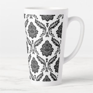 Rokoko-Damask großes Muster Schwarz auf Weiß Milchtasse