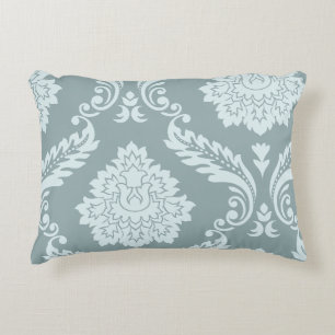 Rokoko-Damask-Kunst I Enteneibl Blau+Türkis Dekokissen