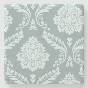 Rokoko-Damask-Kunst I Enteneibl Blau+Türkis Steinuntersetzer