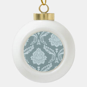 Rokoko-Damask-Kunst I Enteneiblau+Türkis Keramik Kugel-Ornament