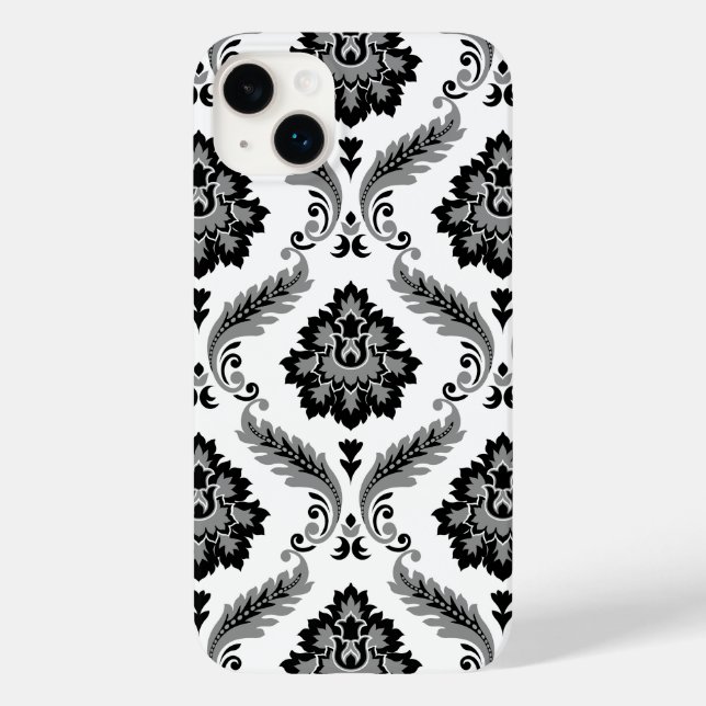 Rokoko-Damaskmuster Grau Schwarz Weiß Case-Mate iPhone 14 Plus Hülle (Rückseite)