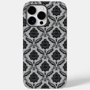 Rokoko-Damaskusmuster Schwarz auf Grau Case-Mate iPhone 14 Pro Max Hülle