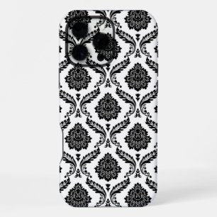 Rokoko-Damaskusmuster Schwarz auf Weiß iPhone 16 Pro Max Hülle
