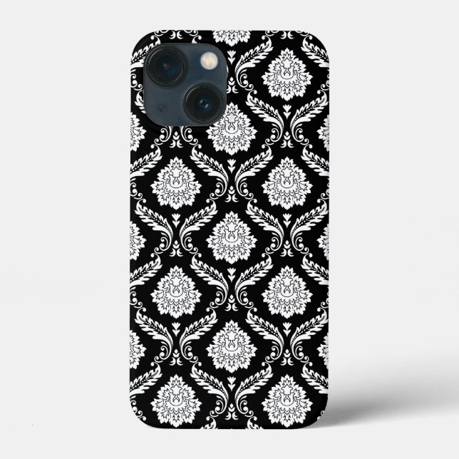 Rokoko-Damaskusmuster Weiß auf Schwarz  Case-Mate iPhone Hülle (Rückseite)