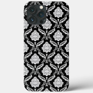 Rokoko-Damaskusmuster Weiß auf Schwarz Case-Mate iPhone Hülle