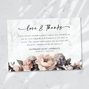 Rokoko Floral Script Funeral Dankeskarte