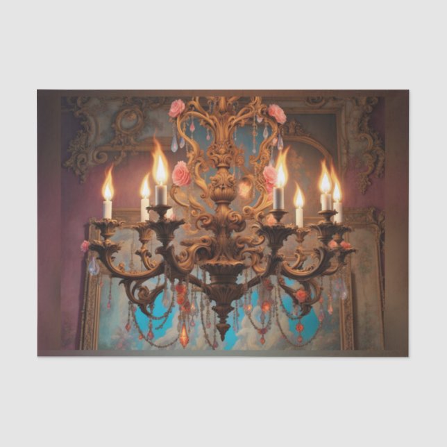 Rokoko French Chandelier 3 Decoupage Paper Seidenpapier (Vorderseite)