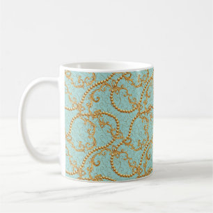Rokoko golden Elemente nahtlos Muster. Gold-Text Kaffeetasse
